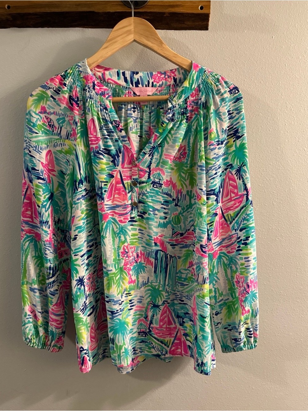 Lilly Pulitzer Pink, Green & Blue Sailboat Print Tunic